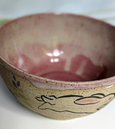 adorable bunny bowl, handmade cute pottery by kness