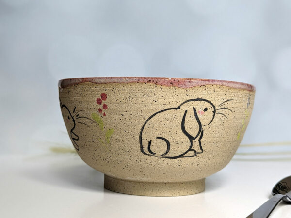 adorable bunny bowl, handmade cute pottery by kness