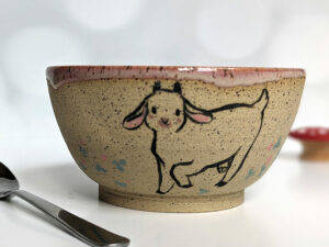 goat kids speckled bowl