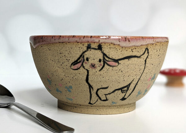 goat kids speckled bowl