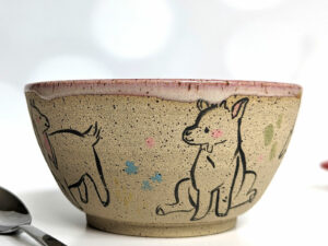 goat kids speckled bowl