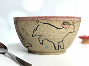 goat kids speckled bowl