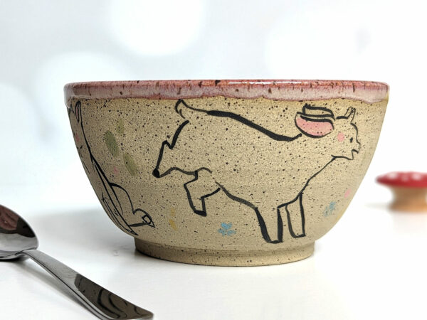 goat kids speckled bowl
