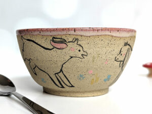 goat kids speckled bowl