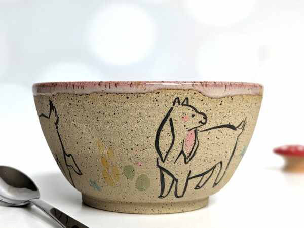 goat kids speckled bowl