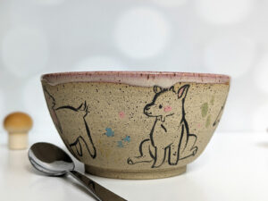 goat kids speckled bowl