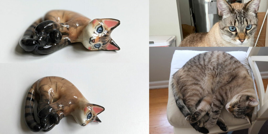 portrait de chat en porcelaine 