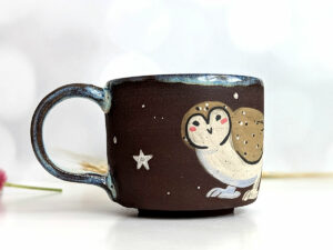 cute black mug with owl