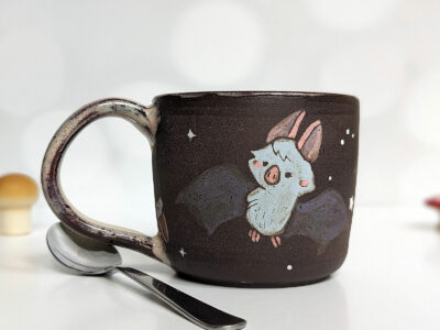 handmade bat mug cute