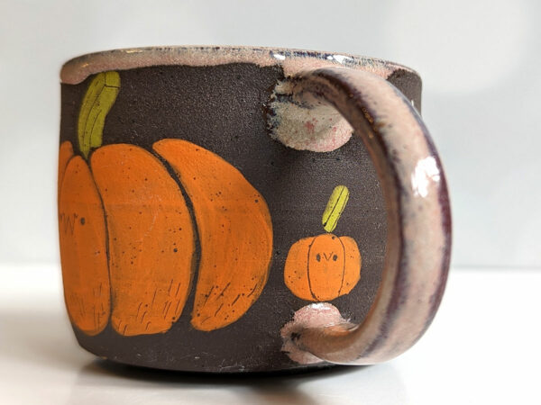 cute pumpkin mug handmade by kness