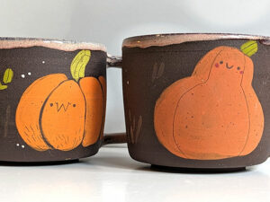 cute pumpkin mug handmade by kness