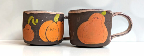 cute pumpkin mug handmade by kness