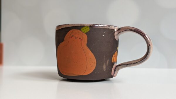 cute pumpkin mug handmade by kness