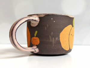 cute pumpkin mug handmade by kness