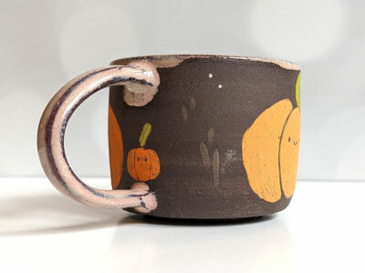 cute pumpkin mug handmade by kness