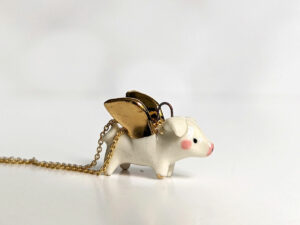 winged piglet pendant