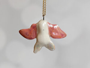 pink white cute bat pendant