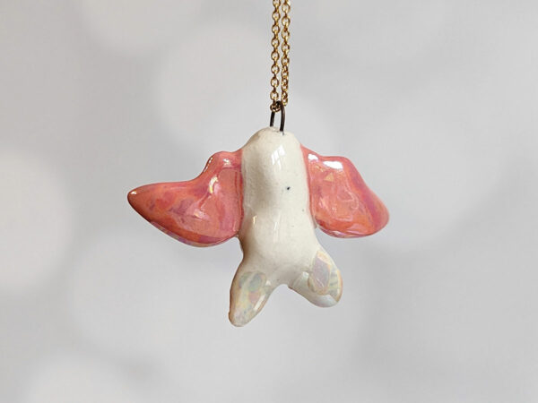pink white cute bat pendant