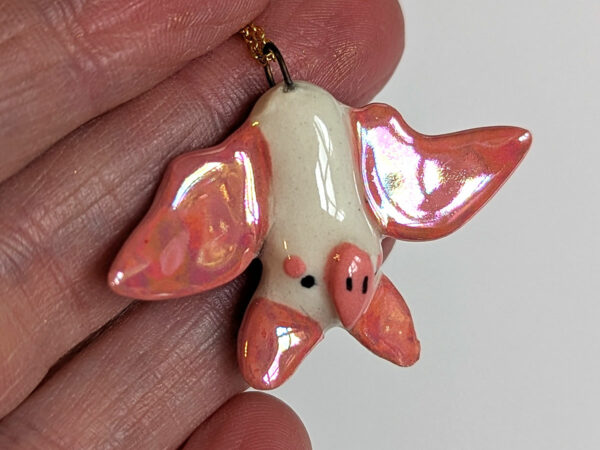 pink white cute bat pendant