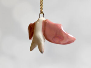 pink white cute bat pendant