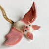 pink white cute bat pendant