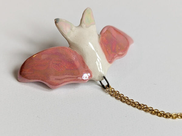 pink white cute bat pendant