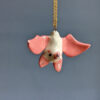 pink white cute bat pendant handmade by kness