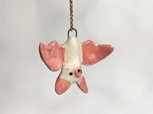 pink white cute bat pendant
