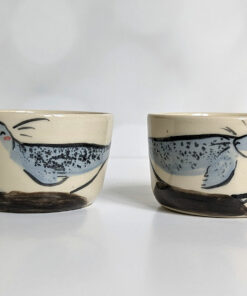 tumbler grey seal banana pose ceramic handmade
