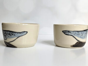 tumbler grey seal banana pose ceramic handmade