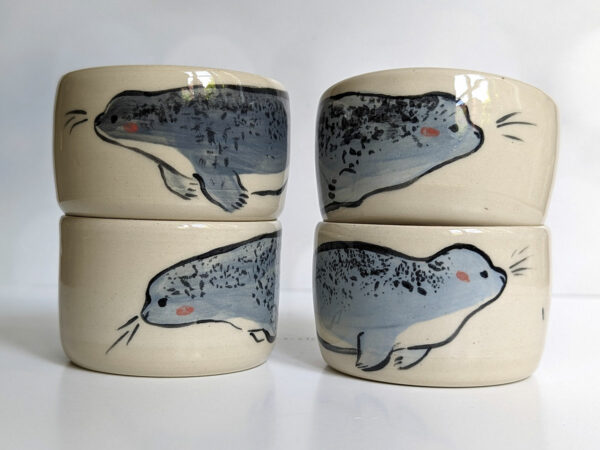 tumbler grey seal ceramic handmade