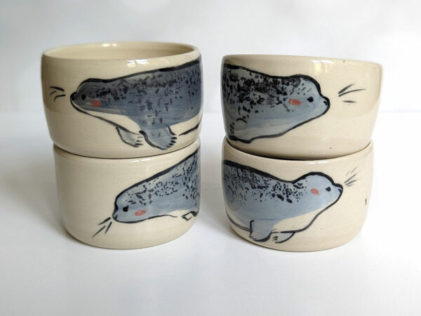 tumbler grey seal ceramic handmade