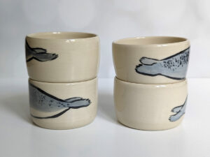 tumbler grey seal ceramic handmade