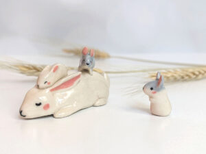 porcelain figurine bunny family