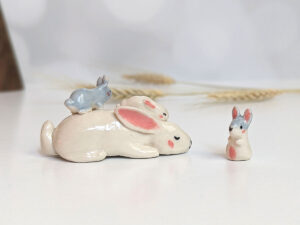 porcelain figurine bunny family