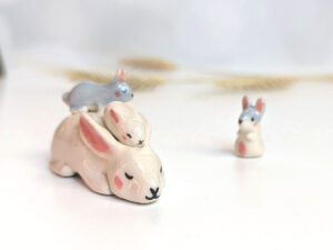 porcelain figurine bunny family