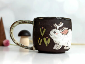 cute handmade jackalope mug