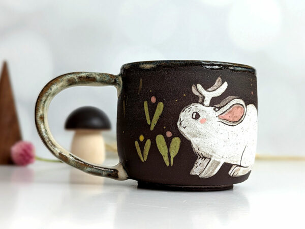 cute handmade jackalope mug