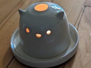 stoneware lantern cat ghost