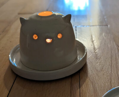 stoneware lantern cat ghost