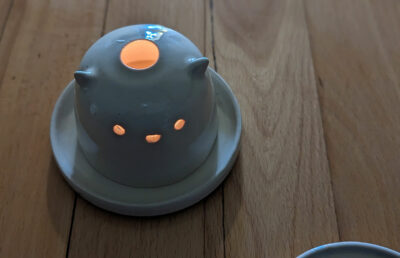 stoneware lantern cat ghost