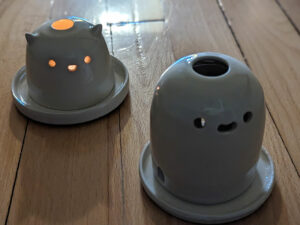 stoneware lantern cat ghost