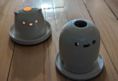stoneware lantern cat ghost