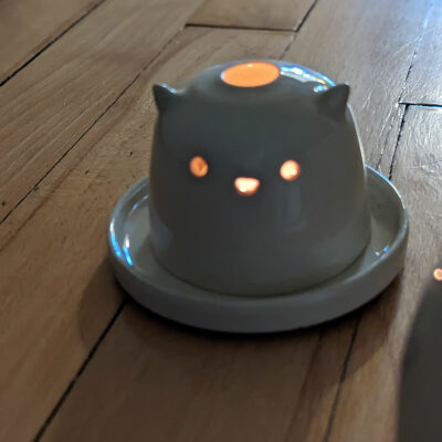 stoneware lantern cat ghost