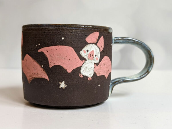 adorable mug pink white bats