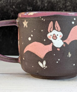 adorable mug pink white bats