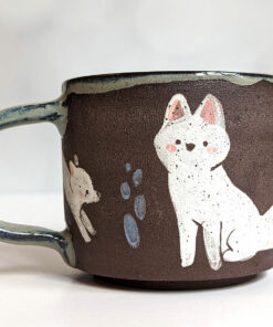 black mug white foxes