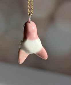 cute albino pink bat porcelain pendant