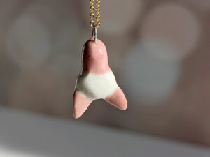 cute albino pink bat porcelain pendant