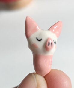 cute albino pink bat porcelain pendant